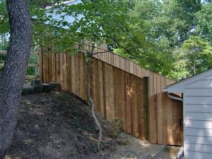 A cedar wood fence.