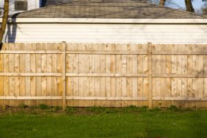 a wood fence installation